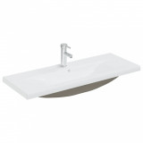 VidaXL Chiuvetă &icirc;ncorporată cu robinet, alb, 101x39x18 cm, ceramică