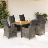 vidaXL Set mobilier de grădină cu perne, 7 piese, gri, poliratan 3276727