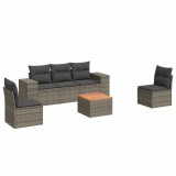 Set mobilier gradina cu perne, 6 piese, gri, poliratan