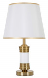 Cumpara ieftin Lampa de masa Whity, Mauro Ferretti, &Oslash;31 x 52 cm, 1 x E27, 40W, fier/textil, auriu/alb