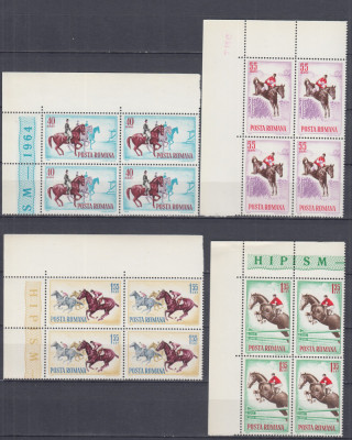 ROMANIA 1964 LP 583 HIPISM BLOCURI DE 4 TIMBRE MNH foto