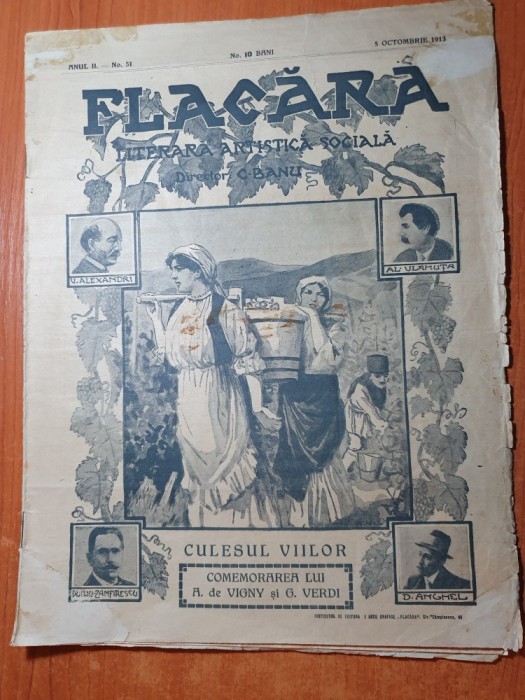 flacara 5 octombrie 1913-50 ani moartea lui alfred de vigny si giuseppe verdi