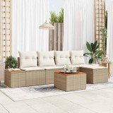 vidaXL Set de canapele pentru grădină cu pernă 6 pcs Bej Rattan poli 3348072