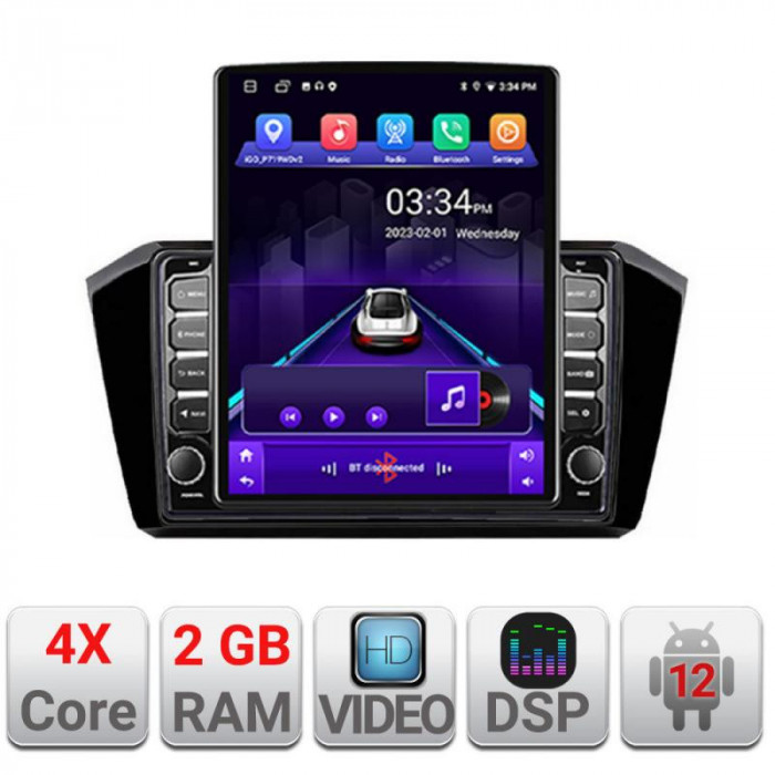 Navigatie dedicata VW PASSAT 2015- K-518 ecran tip TESLA 9.7&quot; cu Android Radio Bluetooth Internet GPS WIFI 2+32 DSP Quad Core CarStore Technology