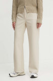 MAX&amp;Co. pantaloni femei, culoarea bej, drept, high waist, 2416781022200, Max&amp;Co.