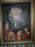 Tablou vechi Portret copil an 1929