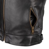 Geaca moto barbati din piele naturala W-TEC Stripe, negru/crem