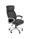 Scaun directorial HM Thomas, piele ecologica, mecanism de balansare, cadru polipropilena, 100 kg, negru