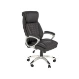 Scaun directorial HM Thomas, piele ecologica, mecanism de balansare, cadru polipropilena, 100 kg, negru
