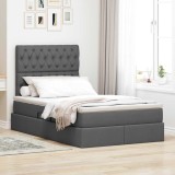 Cumpara ieftin Pat cu LED si saltea Gri inchis 120 x 200 cm Tesatura