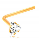 Piercing din aur 14K - &icirc;ndoit - triunghi din zirconiu transparent