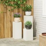 vidaXL Suporturi plante pilon, exterior, 3 buc., alb, oțel