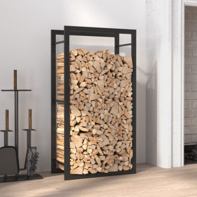 vidaXL Suport pentru lemne de foc, negru mat, 50x28x94 cm oțel foto