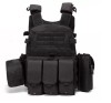 Vestă tactică, v&acirc;nătoare Airsoft, cu Accesorii, CarrierPlate, NEGRU