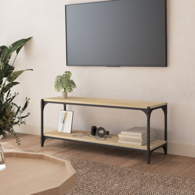 vidaXL Comodă TV, stejar sonoma, 100x33x41 cm, lemn prelucrat și oțel foto