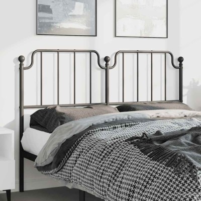 vidaXL Tăblie de pat metalică, negru, 135 cm 373919 foto