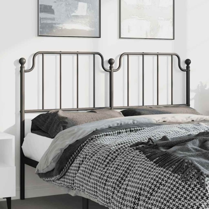 vidaXL Tăblie de pat metalică, negru, 135 cm 373919