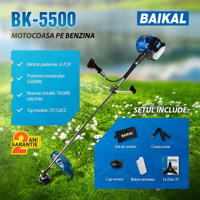 Motocoasa pe benzina BAIKAL BK5500, 4.7CP, 2T, 10000rpm Innovative ReliableTools