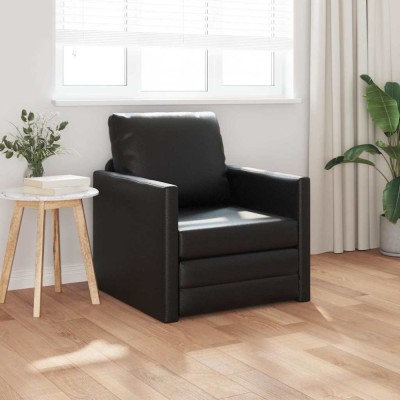 Canapea de podea Negru 74 x 77 x 81 cm Piele artificială foto