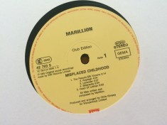 marillion misplaced childhood club edition disc vinyl lp muzica prog rock EMI records germany 1985 fara coperta VG+
