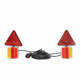 Set lampi LED magnetice cu triunghiuri reflectorizante pentru remorca, fisa 7 pini, cablu 2,5m cablu fisa = 7,5 m. BK98483/SA93 20SK11