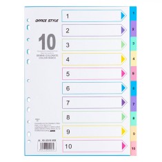 File Separatoare Dosar, Office Style, Set 10 Bucăți, Multicolor, Format A4