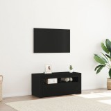 VidaXL Dulap TV cu LED Negru Stejar 90x35x40 cm Lemn prelucrat