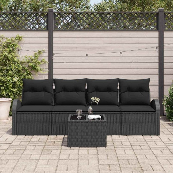 vidaXL Set de canapele pentru grădină 5 pcs Negru 55 x 55 x 37 cm 3354582