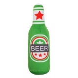 Jucarie de plus pentru caini, Sticla de bere verde, 24 cm, cu sunet, CMCLASS