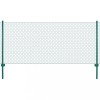 VidaXL Gard din plasă de s&acirc;rmă cu st&acirc;lpi, verde, 25 x 1 m, oțel 144615