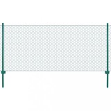 VidaXL Gard din plasă de s&acirc;rmă cu st&acirc;lpi, verde, 25 x 0,75 m, oțel