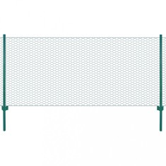 vidaXL Gard din plasă de s&acirc;rmă cu st&acirc;lpi, verde, 25 x 0,5 m, oțel