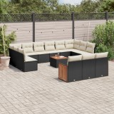 Gossi set mobilier de gradina cu perne, 14 piese, negru, poliratan
