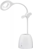 Lampa de birou cu ventilator Acumulator si Suport de pixuri alba Goobay