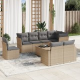 Gossi set canapele de gradina, 9 piese, cu perne, bej, poliratan