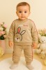 Costumas bebelusi Little Bunny crem cu rosu &ndash; bumbac moale (Marime Disponibila: