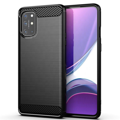 Husa pentru OnePlus 8T, Techsuit Carbon Silicone, Black foto