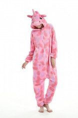 PJM76-5 Pijama intreaga, pufoasa cu model unicorn roz foto
