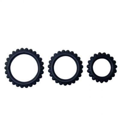 BAILE - TITAN SET 3PCS COCK RING BLACK 2.8 + 2.4 + 1.9 CM foto