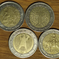 2 euro -set de colectie bimetal- 4 tari diferite - Grecia Franta Italia Germania