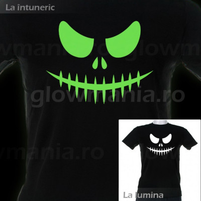 Tricou fosforescent Scary Face, marime S foto