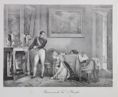 CLEMENCE ENVERS LA PRINCESSE D &amp;#039; HATZFELD ( CLEMENTA ARATATA PRINTESEI DE HATZFELD ) , LITOGRAFIE de C. MOTTE , MONOCROMA, MIJLOCUL SEC. XIX foto