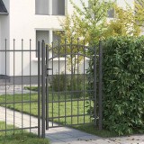 vidaXL Poartă de gard cu țepi Gri 170 x 100 cm Oțel vopsit &icirc;n pulbere 42008990