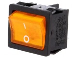 Rocker DPST 2 ON-OFF 6A/250VAC Portocalie cu Neon