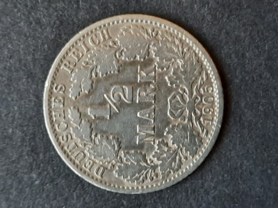 1/2 Mark 1905, litera J, Germania - B 5874 foto