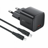 Incarcator Retea Cu Cablu Lightning Acefast A118, 30W, 3A, 1 x USB-C, Negru