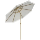 Outsunny Parasol de gradina inclinabil cu manivela si franjuri, stil boem, 8 spirote, &Oslash; 265 x 244 cm alb | Aosom Romania