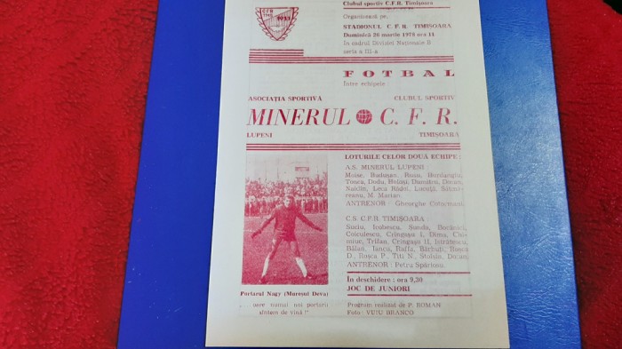 program CFR Timisoara - Minerul Lupeni