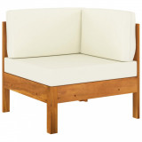 Canapea de colt cu perne alb crem, lemn masiv de acacia GartenMobel Dekor, vidaXL