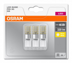 Set 3 becuri Led Osram, G9, 2,6W, 320 lumeni, lumina calda(2700K), durata de viata 10.000 ore, clasa energetica A++ foto